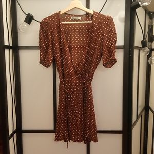 Lucky Dress from Reformation in rare coffee polka dot print